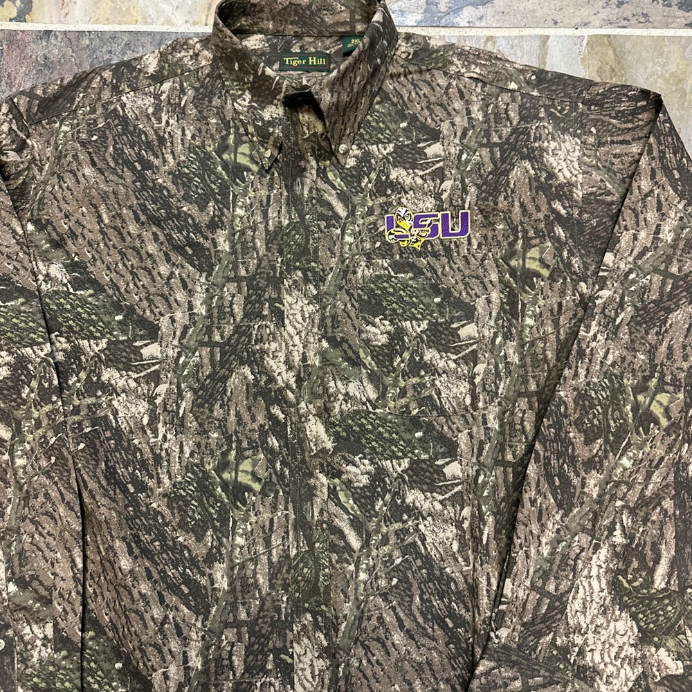 Vintage LSU Tiger Hill Long Sleeve Camouflage Button Down Men’s Plus Size XXL - Picture 6 of 10